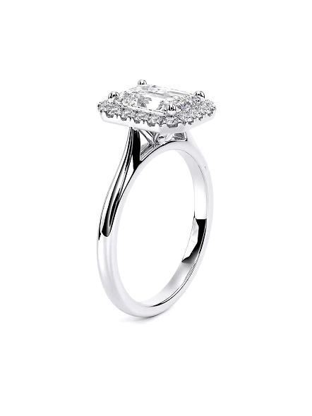 IGI Certified 1.5ct Emerald Cut VVS1 Lab Grown CVD Diamond 18K White Gold Ring-WHITE GOLD-7-18K WHITE GOLD