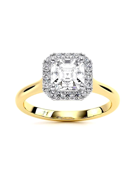 IGI Certified 1.5ct Asscher VVS Lab Created CVD Diamond AAA 18K Yellow Gold Ring