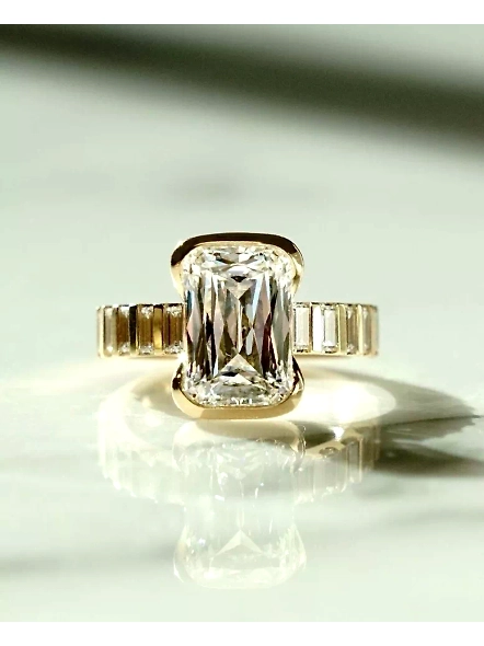 IGI Certified 1.5ct RADlANT VS1 Lab Grown Diamond 18K Rose Gold Engagement Ring-YELLOW GOLD-7-18K YELLOW GOLD