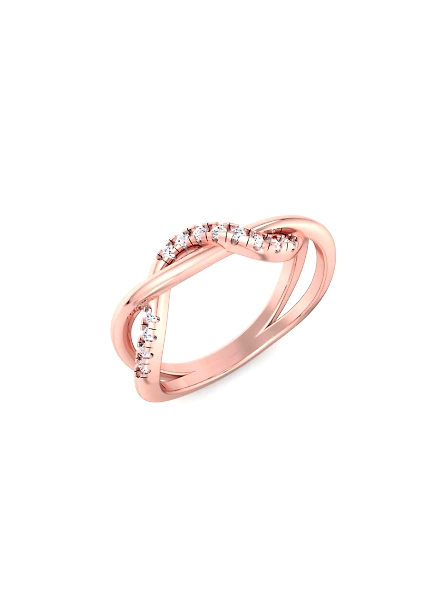 IGI certified 0.16 ct 14k Rose gold eternity wave lab grown diamond ring-ROSE GOLD-7-18K ROSE GOLD-3