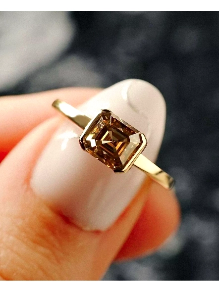 IGI Certified 1.00ct Asscher VS1 Lab Grown Diamond 18K Rose Gold Engagement Ring-YELLOW GOLD-7-18K YELLOW GOLD-1