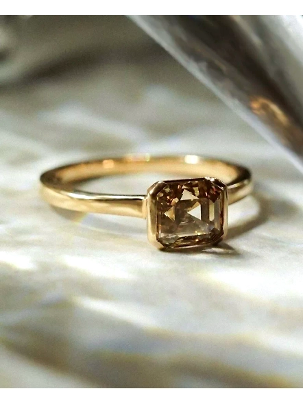 IGI Certified 1.00ct Asscher VS1 Lab Grown Diamond 18K Rose Gold Engagement Ring-YELLOW GOLD-7-18K YELLOW GOLD-3