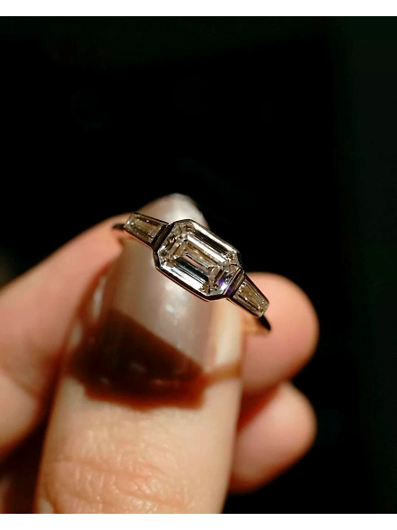 GIA Certified 0.50ct Emerald VS1 Lab Grown Diamond 18K Rose Gold Engagement Ring-YELLOW GOLD-7-18K YELLOW GOLD-1