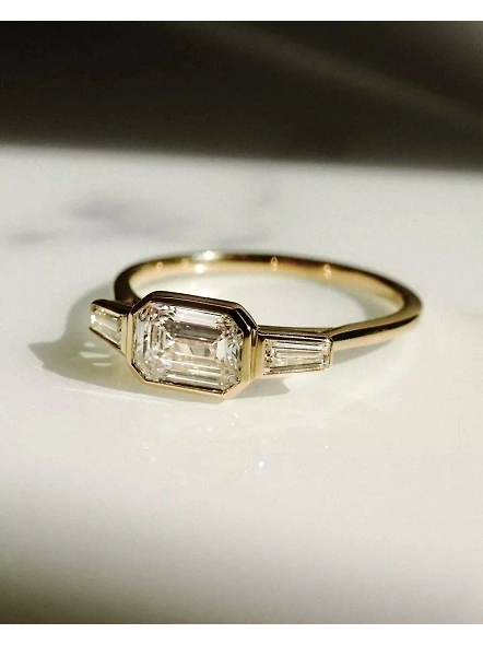 GIA Certified 0.50ct Emerald VS1 Lab Grown Diamond 18K Rose Gold Engagement Ring-YELLOW GOLD-7-18K YELLOW GOLD-2