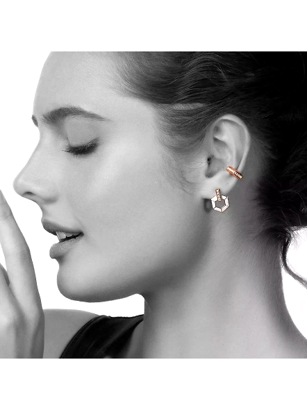 0.1CT VS1 IGI CERTIFIED HONEYCOMB EARRINGS WITH ENAMEL AND LAB GROWN DIAMONDS-Rose Gold-18kt Rose Gold-1