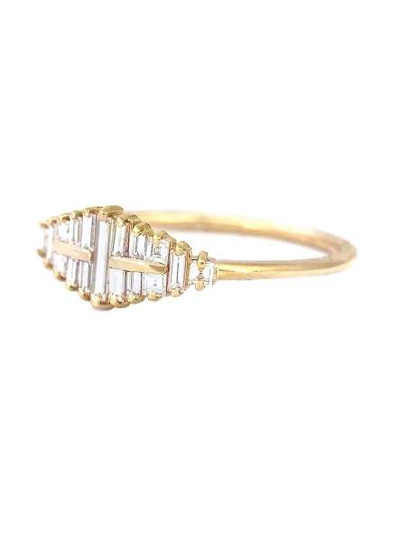 0.4ct Baguette Cut Cluster Lab Grown Diamond Unique Engagement Ring Gift For Her-YELLOW GOLD-7-18K YELLOW GOLD-2