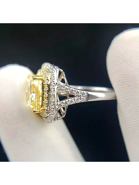 GIA Certified Cushion cut Halo Lab Grown Diamond 18k white gold Engagement ring-WHITE GOLD-7-18K WHITE GOLD-2