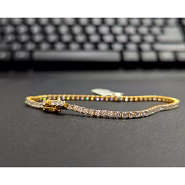 the elite 4.10ctw lab-grown diamond tennis bracelet in 14kt yellow gold
