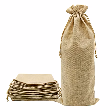 Burlap Bags For Wine/Water Bottles-2