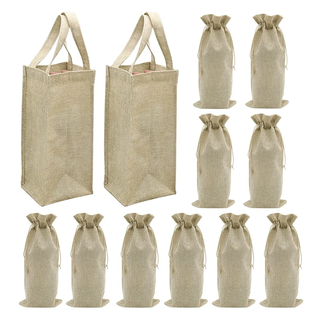 Burlap Bags For Wine/Water Bottles-3