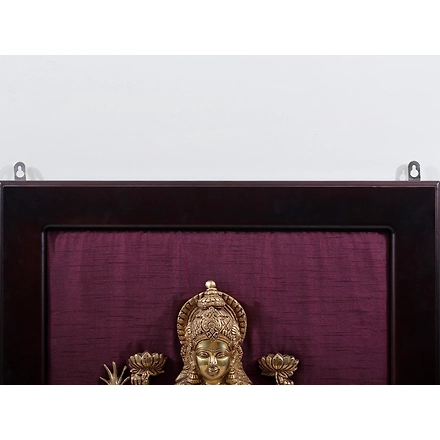 29&quot; Dhanalakshmi Seated on a Lotus Wall Hanging with Frame In Brass | Handmade | Made In India-2