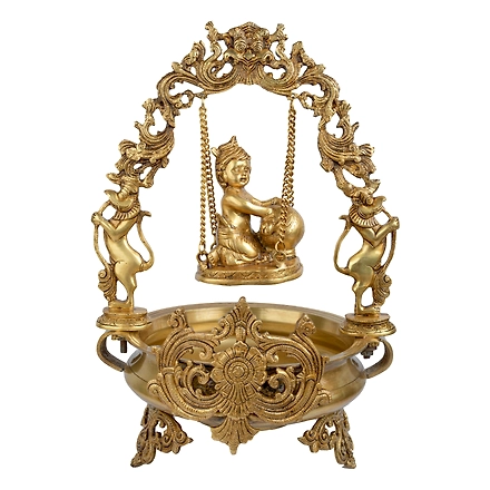 Brass Big Laddoo Gopal Swing Urli Bowl-12236580