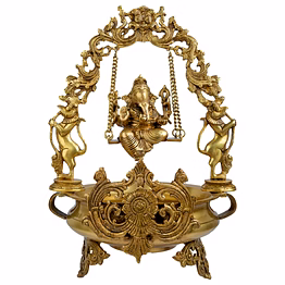 brass big ganesh ji on swing urli bowl