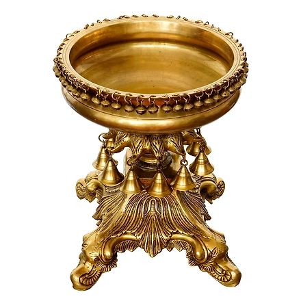 Urli Bowl with Hanging Bells and Ghungroos-1