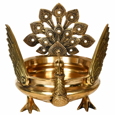 peacock urli fashioned of exquisite brass