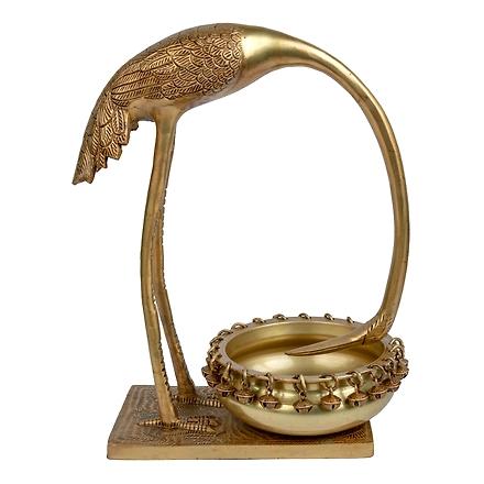 Brass Crane Bird Urli Bowl-12237312