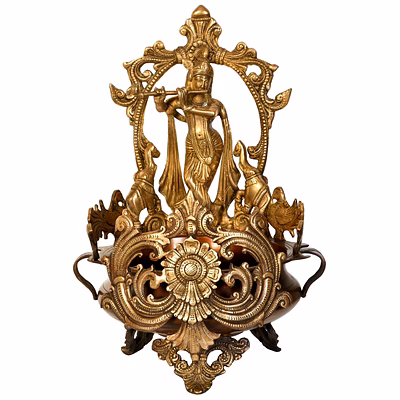 krishna urli in brass