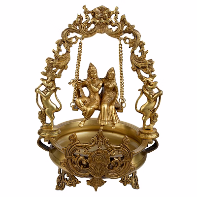 brass big radha krishna swing urli bowl