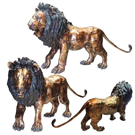 Elegant 88-Inch Brass Lion Sculpture-12311912