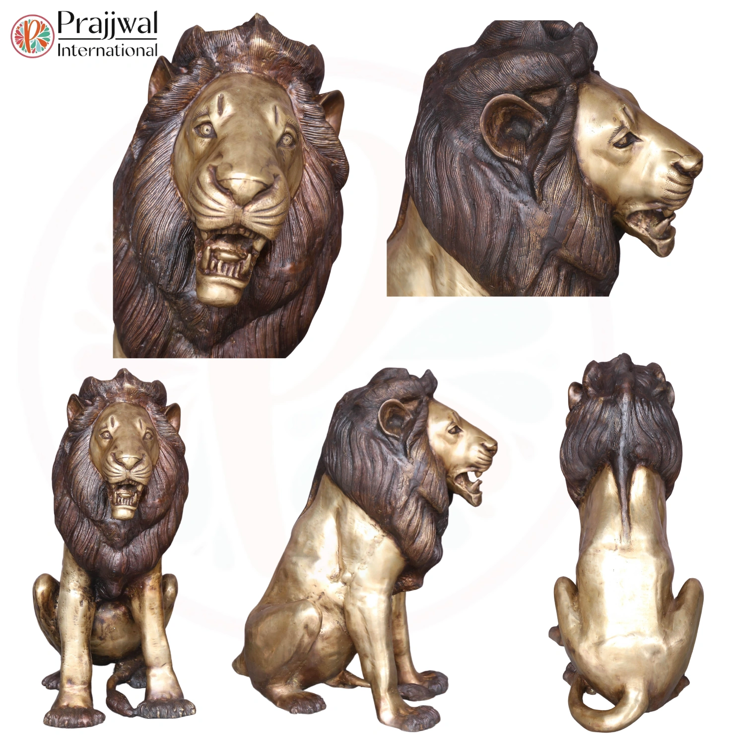 Bronze Decorative Sitting Lions - Regal Home Decor-12311916