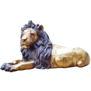 Majestic Brass Sculpture Sitting Lions - Regal Home Decor