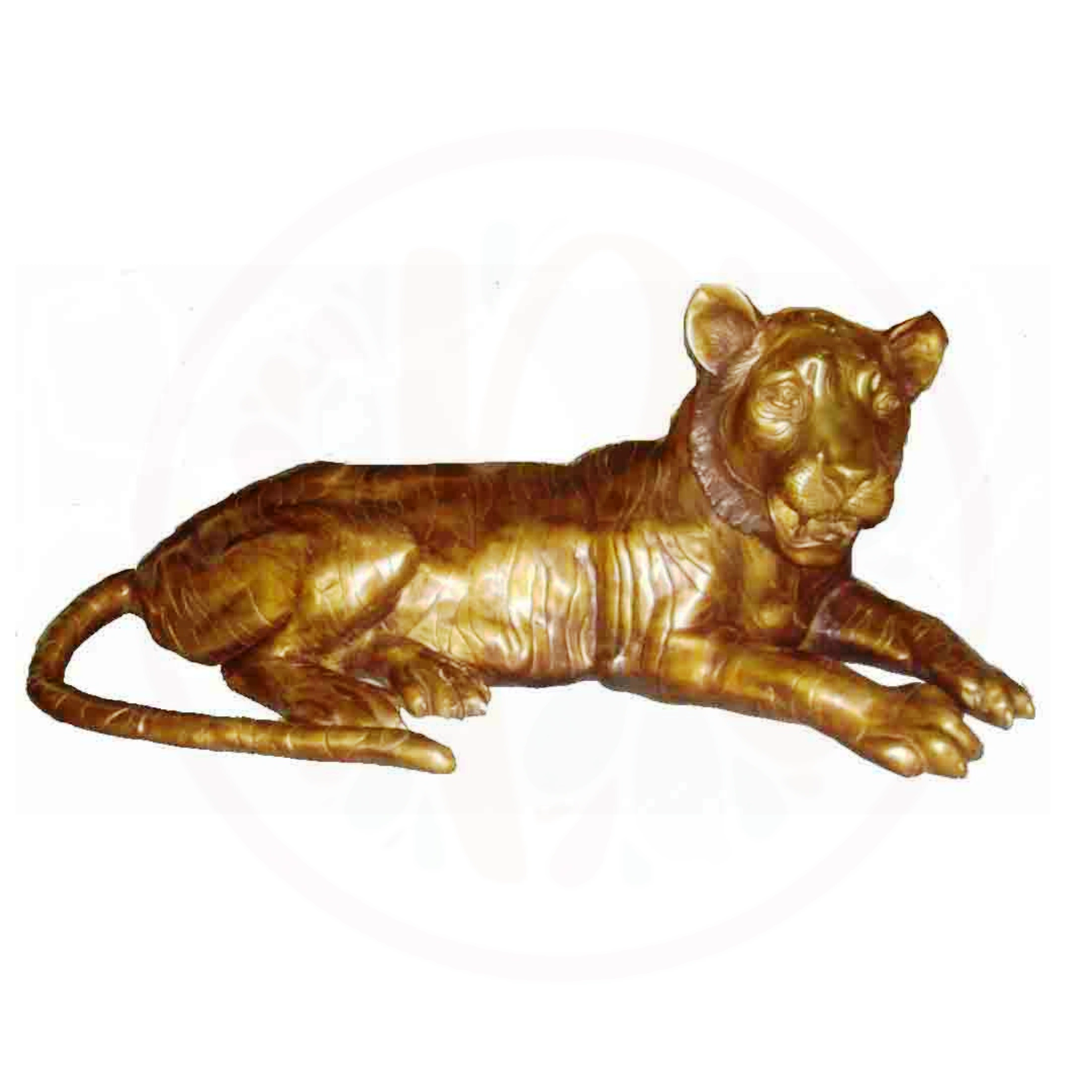 Majestic Brass Sculpture Sitting Tiger - Regal Home Decor-12311960