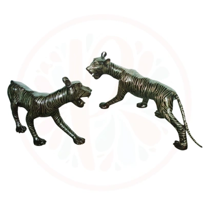 Brass Tiger Set Sculpture - Regal Home Decor