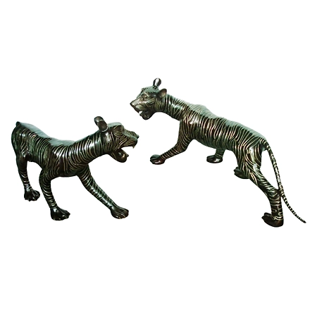 Brass Tiger Set Sculpture - Regal Home Decor-12311980