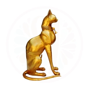 Brass Sculpture Sitting Cat - Regal Home Deco