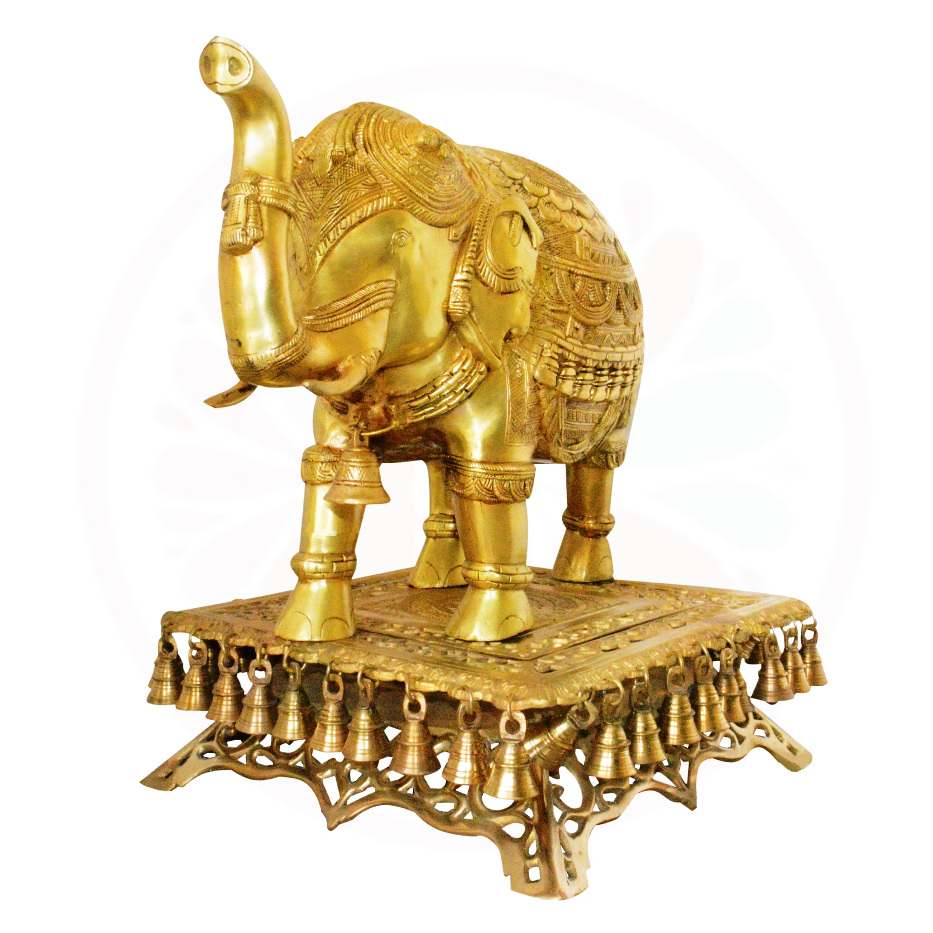 Brass Elephant on Stand Sculpture- Regal Home Decor-12311996