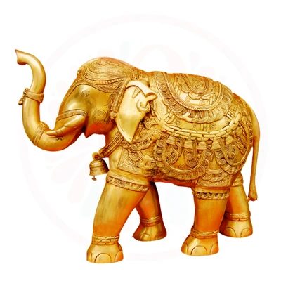Brass Elephant Sculpture- Regal Home Decor