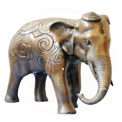 Graceful Brass Elephant Statue"