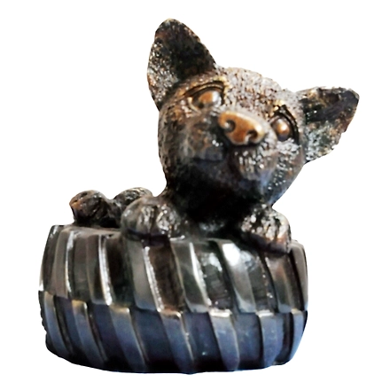 &quot;Brass Puppy in Tire Sculpture&quot;-12312680