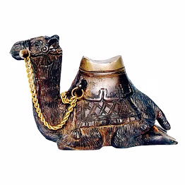 "graceful brass sitting camel sculpture"