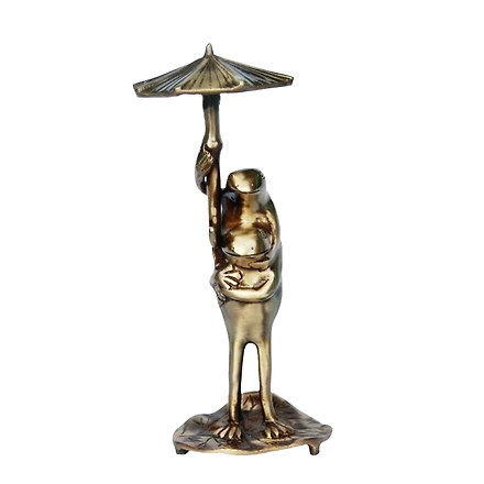 Brass Frog Under Umbrella Sculpture&quot;-12312732