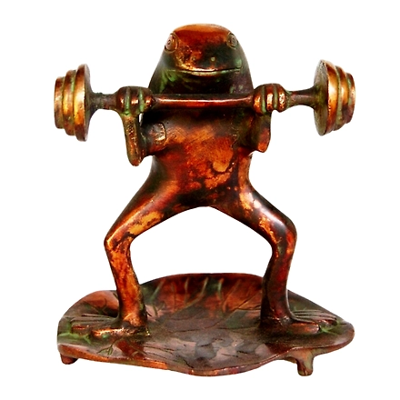Brass Frog Weight Lifter Sculpture&quot;-12312734