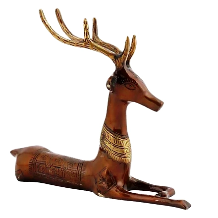 Antique-Inspired Sitting Deer Brass Sculpture&quot;-12318774
