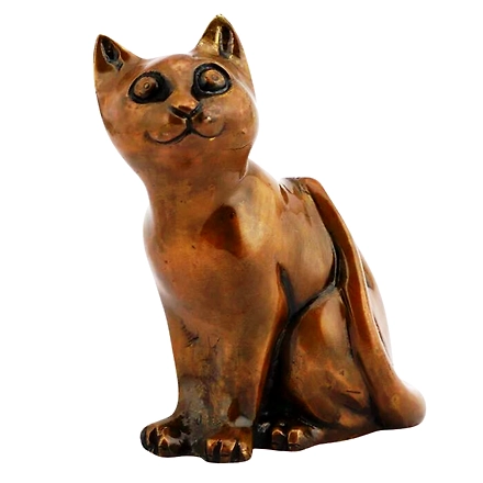 Gleaming Brass Lucky Cat Figurine-12318786