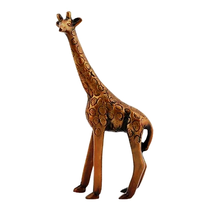 Brass Giraffe Child Sculpture-12320640