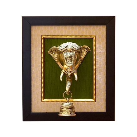 Handicrafts Brass Decorative Elephant Wall Hanging with Bells-12175894