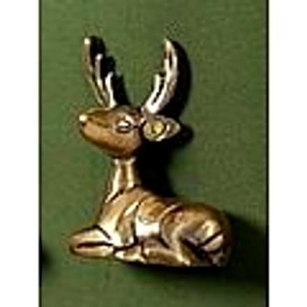 9&quot; Wooden Framed Pair Of Cute Deers In Brass | Wall Hanging PIF-2627-3