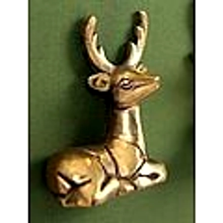 9&quot; Wooden Framed Pair Of Cute Deers In Brass | Wall Hanging PIF-2627-2
