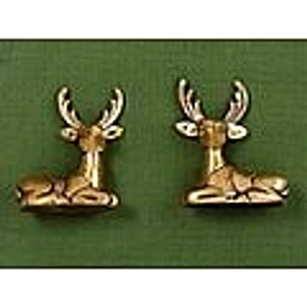 9&quot; Wooden Framed Pair Of Cute Deers In Brass | Wall Hanging PIF-2627-1