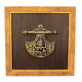 laxmi wall hanging frame brass & wooden pif-2628