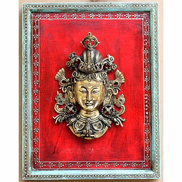 brass tara wall mask wooden frame pif-2630