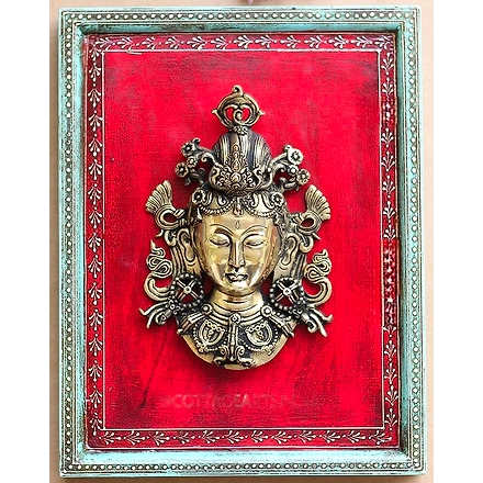BRASS TARA WALL MASK WOODEN FRAME PIF-2630-12216052