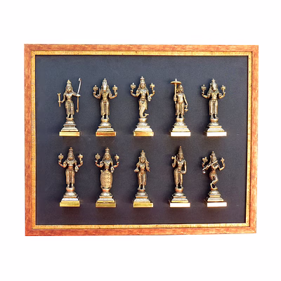 dashavtar vishnu frame brass & resin for collectible handicraft art pif-2640