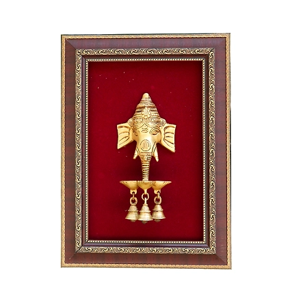 Ganesh Divi Wall Hanging Frame Brass &amp; Wooden For Handicraft Art PIF-2657-12225240