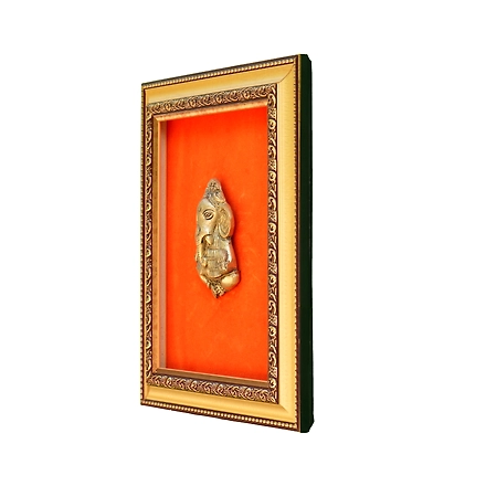 Ganesh Wall Hanging In Frame Brass &amp; Wooden For Handicraft Art PIF-2662-2