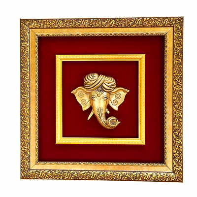 ganesha face hanging frame brass & resin for handicraft art pif-2664
